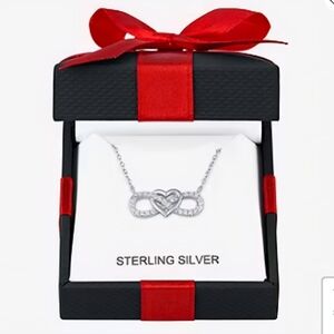 Sterling Silver Heart Infinity Necklace